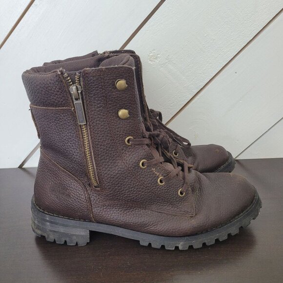 Harley-Davidson Mens 11M Leather Combat Boots Brown Lace up  JPT - Picture 1 of 12